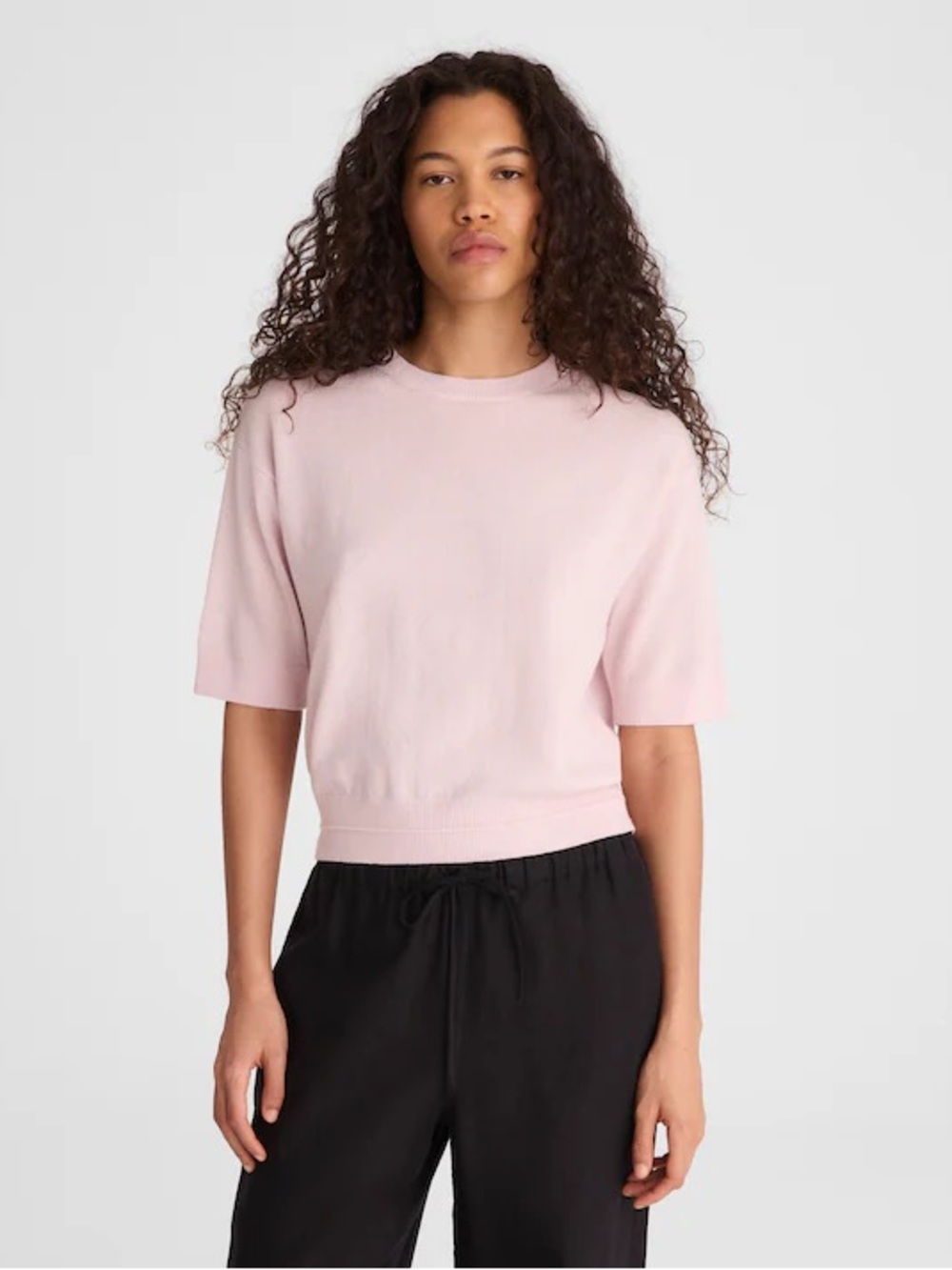 Madewell Relaxed Sweater Tee in 100% Cashmere Pale Pink Size XXS NWT